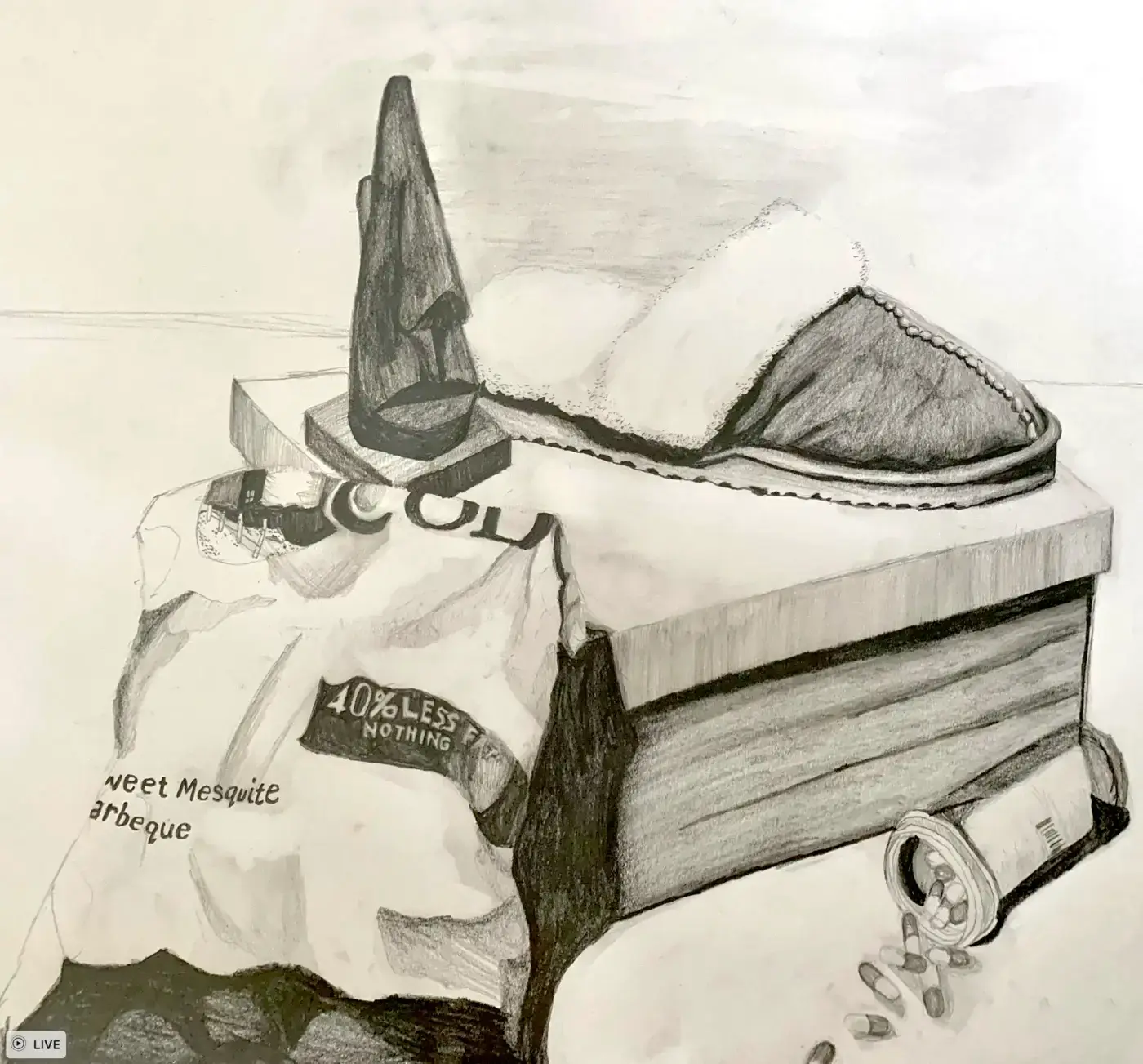 Graphite still life drawing
